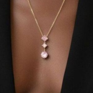 Sterling Silver necklace with Sterling Silver Pink Cubic Zirconia drop Pendant